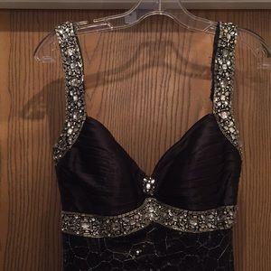 Black Rhinestone Long Formal Floor length Dress 6